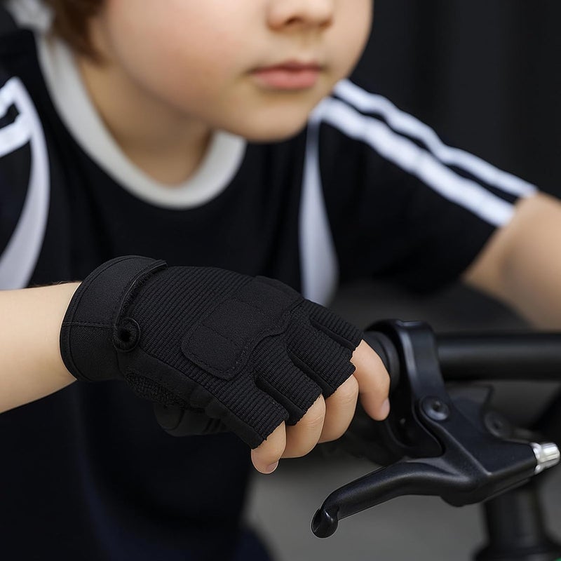 GREUS Kids Tactical Half Finger Riding Bike Gloves Anti-Slip Military Outdoor Training Cycling Camo Sports Gloves for Boys 8-10 - Image 3
